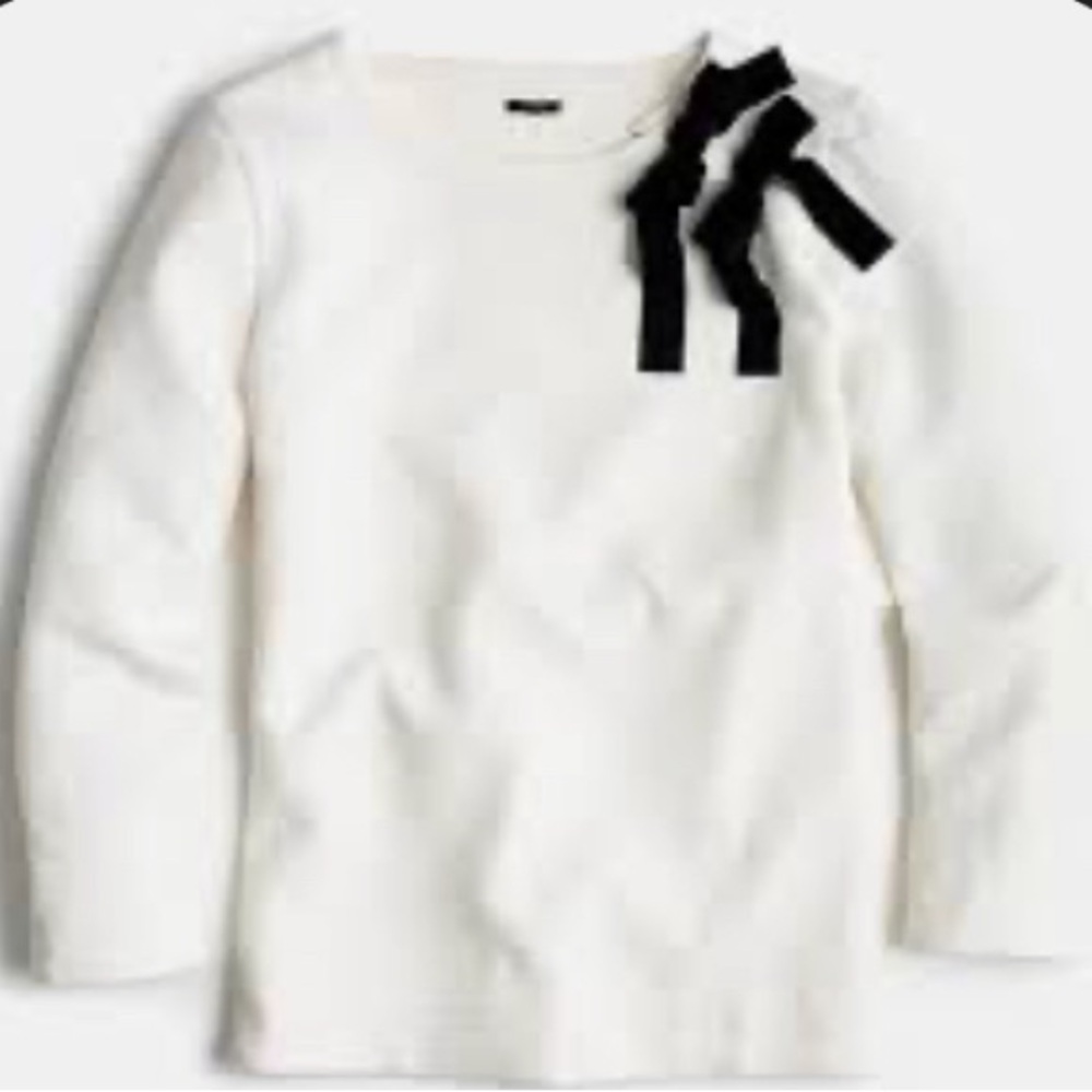 Jcrew top black bows size S NWT French